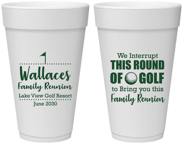 Personalized Family Reunion 20 oz Foam Cups - Golf | 160048