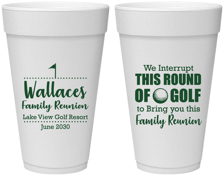 Personalized Family Reunion 20 oz Foam Cups - Golf | 160048