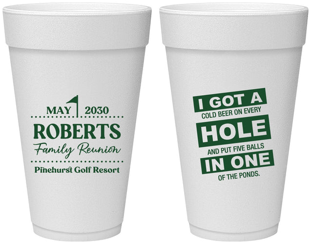 Personalized Family Reunion 20 oz Foam Cups - Golf | 160049