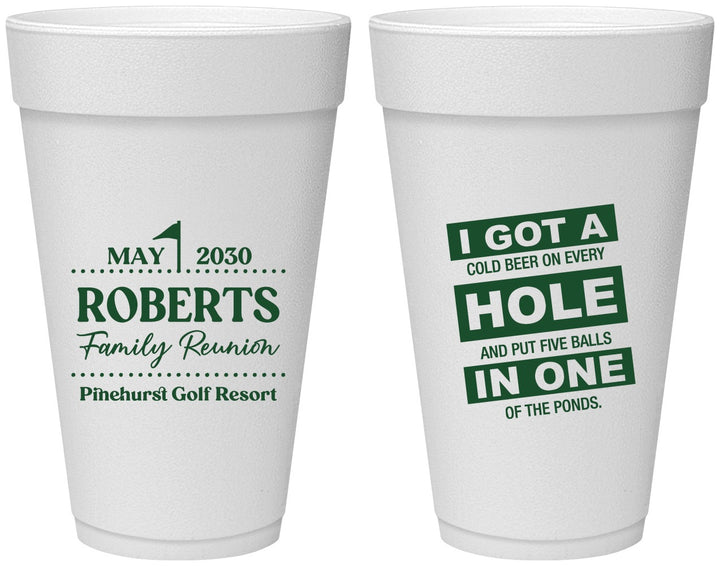 Personalized Family Reunion 20 oz Foam Cups - Golf | 160049