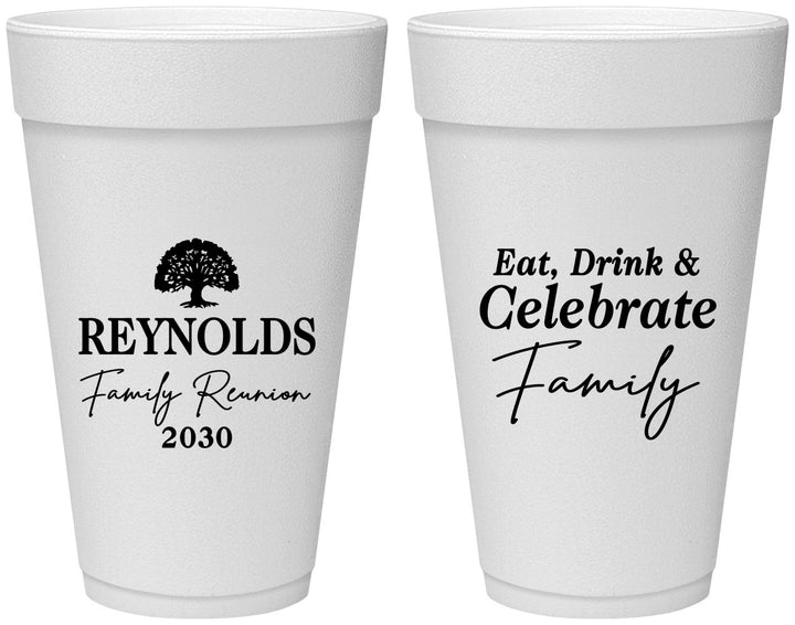 Personalized Family Reunion 20 oz Foam Cups - Eat Drink Celebrate | 160053