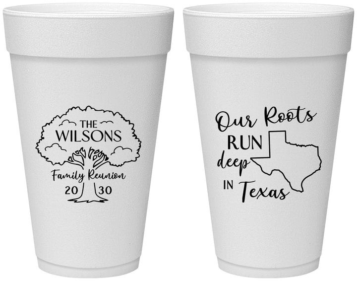Personalized Family Reunion 20 oz Foam Cups - Texas | 160055