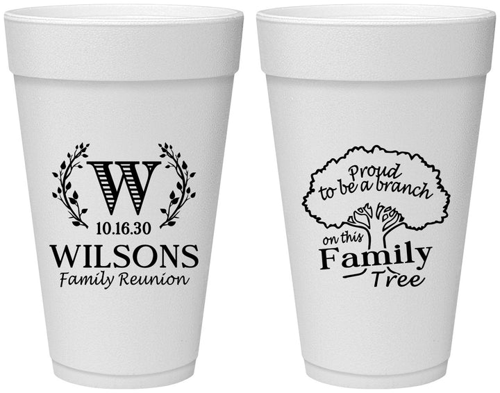 Personalized Family Reunion 20 oz Foam Cups - Monogram Tree | 160056