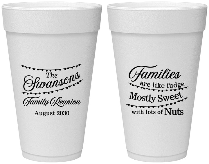 Personalized Family Reunion 20 oz Foam Cups - String Lights | 160059