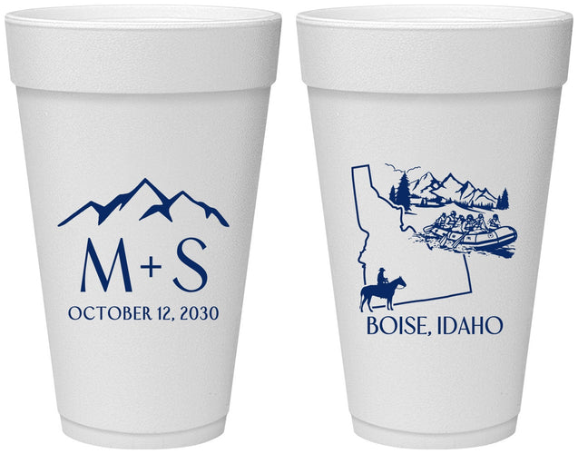 Personalized Wedding 20 oz Foam Cups - Idaho | 161