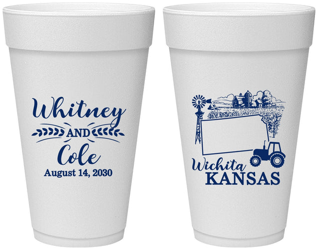 Personalized Wedding 20 oz Foam Cups - Kansas | 165