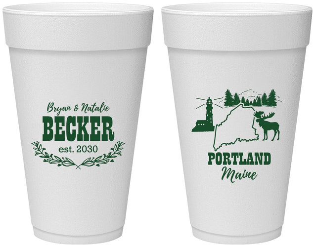 Personalized Wedding 20 oz Foam Cups - Maine | 168