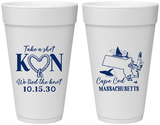 Personalized Wedding 20 oz Foam Cups - Massachusetts | 170