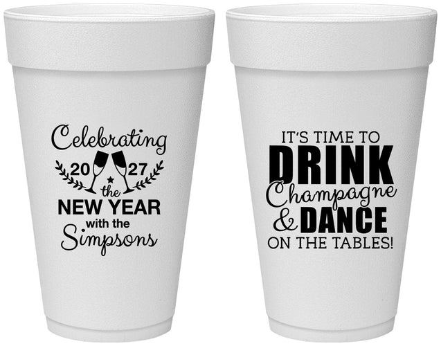Personalized New Years 20 oz Foam Cups - 2027 Drink Dance | 170002
