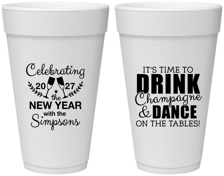 Personalized New Years 20 oz Foam Cups - 2027 Drink Dance | 170002
