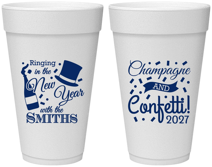 Personalized New Years 20 oz Foam Cups - 2027 Confetti | 170003