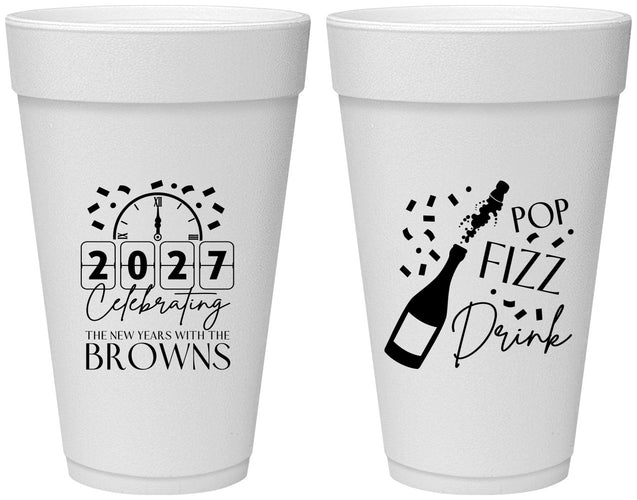 Personalized New Years 20 oz Foam Cups - 2027 Pop Fizz Drink | 170009
