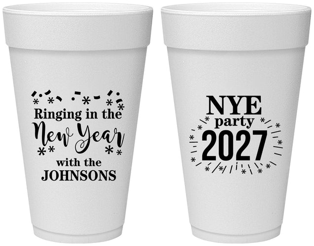 Personalized New Years 20 oz Foam Cups - 2027 Ringing In | 170013