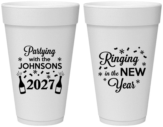 Personalized New Years 20 oz Foam Cups - 2027 Ringing In | 170014
