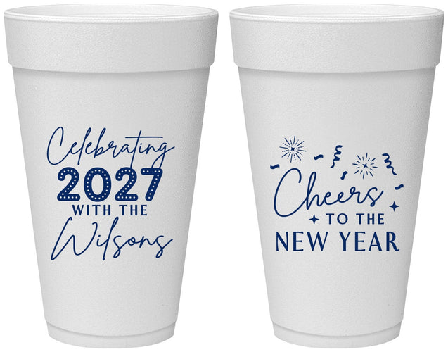 Personalized New Years 20 oz Foam Cups - 2027 Cheers | 170019