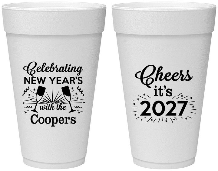 Personalized New Years 20 oz Foam Cups - 2027 Cheers | 170024
