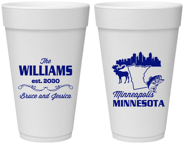 Personalized Wedding 20 oz Foam Cups - Minnesota | 172
