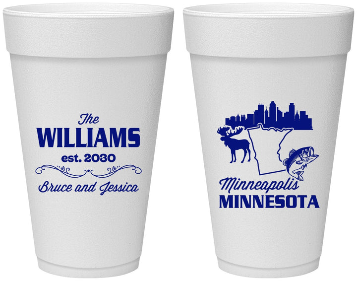Personalized Wedding 20 oz Foam Cups - Minnesota | 172