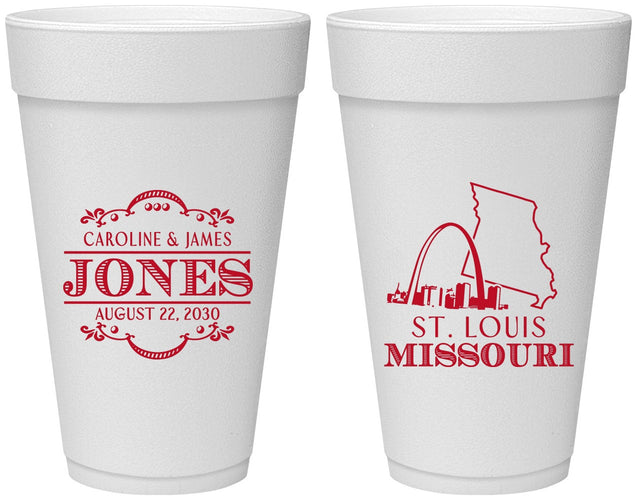 Personalized Wedding 20 oz Foam Cups - Missouri | 174
