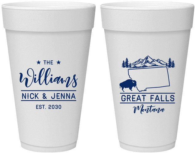 Personalized Wedding 20 oz Foam Cups - Montana | 175