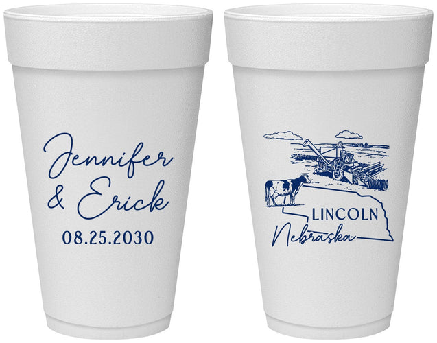 Personalized Wedding 20 oz Foam Cups - Nebraska | 176