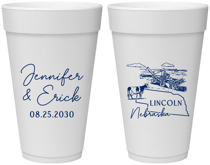 Personalized Wedding 20 oz Foam Cups - Nebraska | 176