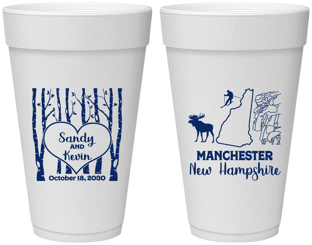 Personalized Wedding 20 oz Foam Cups - New Hampshire | 178