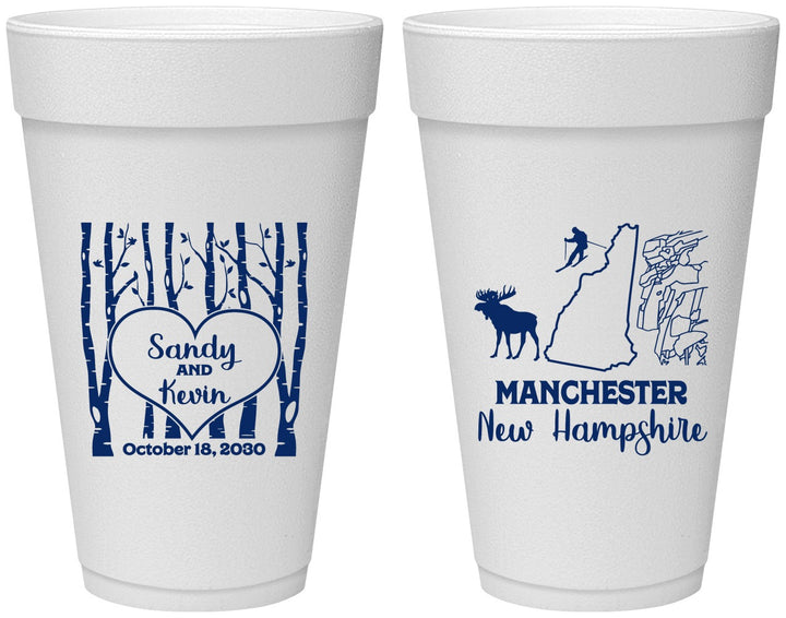 Personalized Wedding 20 oz Foam Cups - New Hampshire | 178