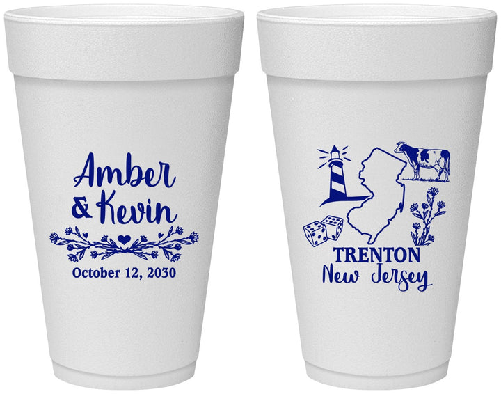Personalized Wedding 20 oz Foam Cups - New Jersey | 179