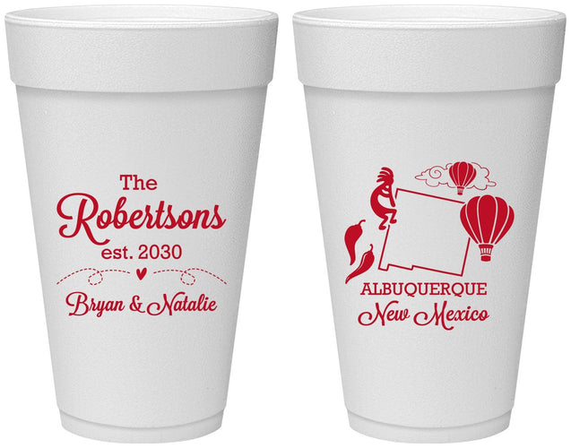 Personalized Wedding 20 oz Foam Cups - New Mexico | 180
