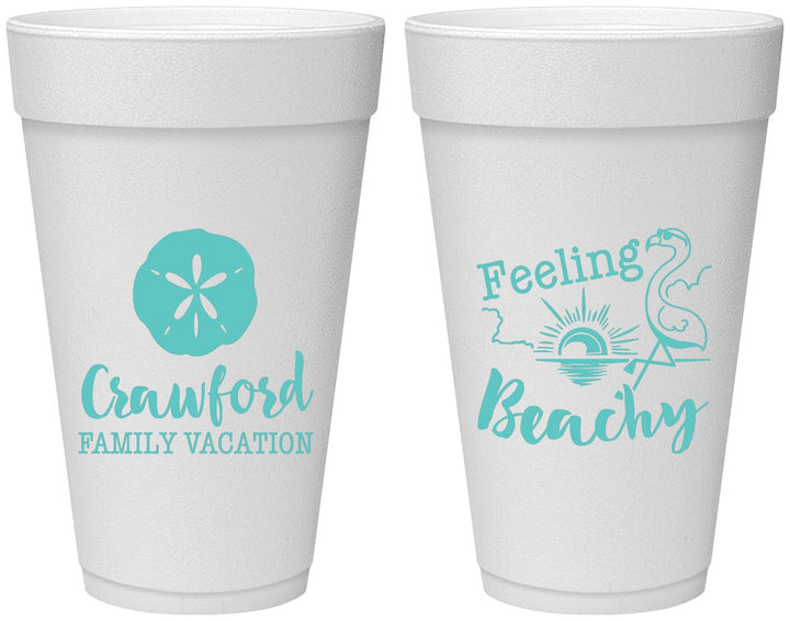 Personalized Family Vacation 20 oz Foam Cups - Feeling Beachy | 180009