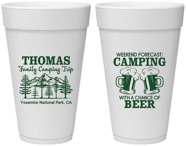 Personalized Family Vacation 20 oz Foam Cups - Camping Park | 180013