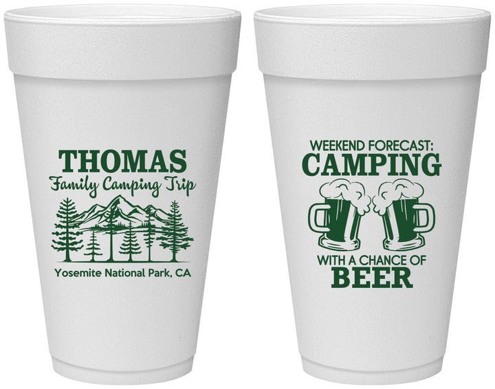 Personalized Family Vacation 20 oz Foam Cups - Camping Park | 180013
