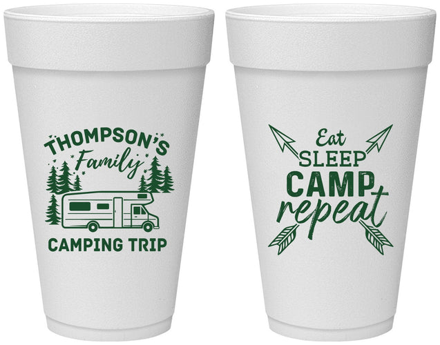 Personalized Family Vacation 20 oz Foam Cups - Camping Trip | 180016
