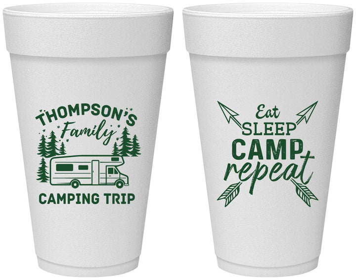 Personalized Family Vacation 20 oz Foam Cups - Camping Trip | 180016