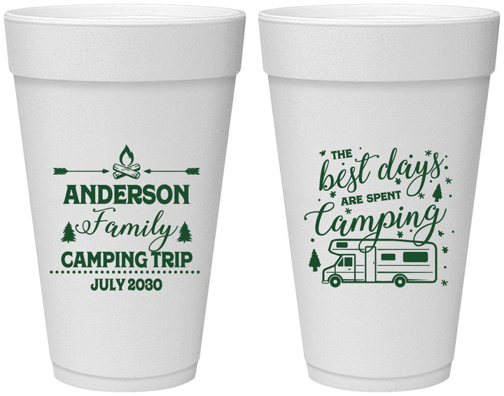 Personalized Family Vacation 20 oz Foam Cups - Camping Trip | 180017