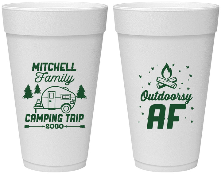 Personalized Family Vacation 20 oz Foam Cups - Camping Trip | 180018