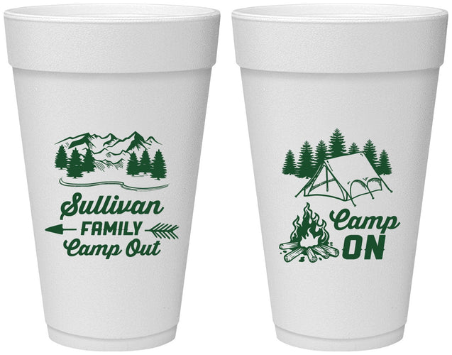 Personalized Family Vacation 20 oz Foam Cups - Family Camp Out | 180019