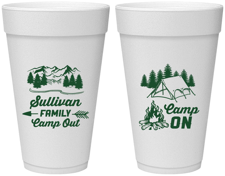 Personalized Family Vacation 20 oz Foam Cups - Family Camp Out | 180019