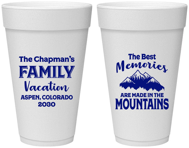 Personalized Family Vacation 20 oz Foam Cups - Mountains | 180021