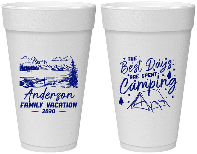Personalized Family Vacation 20 oz Foam Cups - Camping Trip | 180025