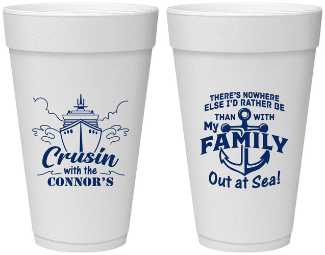 Personalized Family Vacation 20 oz Foam Cups - Nautical Cruise | 180031