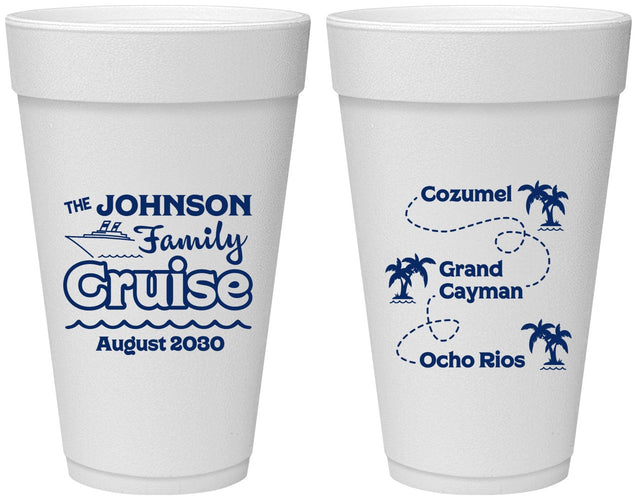 Personalized Family Vacation 20 oz Foam Cups - Cruise Ship | 180035