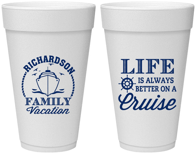Personalized Family Vacation 20 oz Foam Cups - Cruise Ship | 180036