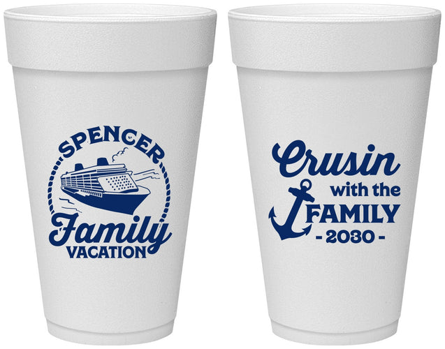 Personalized Family Vacation 20 oz Foam Cups - Cruisin Ship | 180037