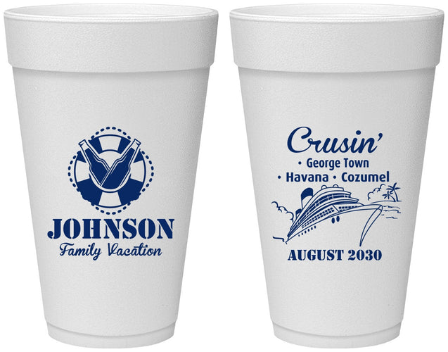 Personalized Family Vacation 20 oz Foam Cups - Cruisin Ship | 180039