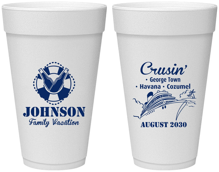Personalized Family Vacation 20 oz Foam Cups - Cruisin Ship | 180039