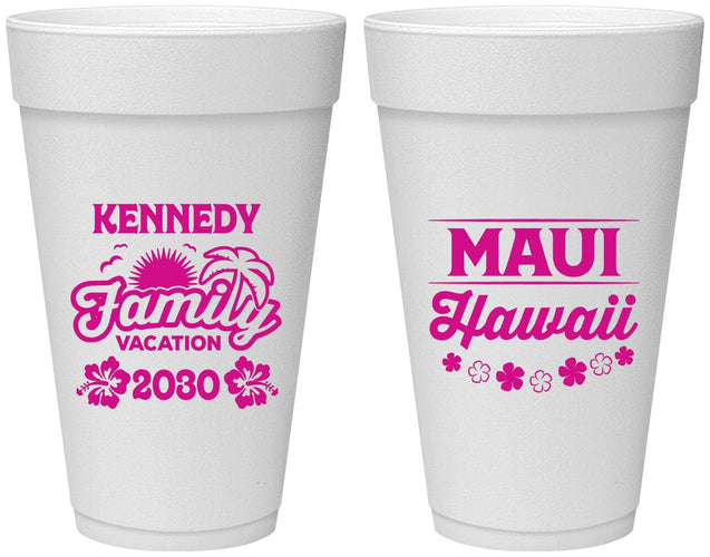 Personalized Family Vacation 20 oz Foam Cups - Hawaii | 180040