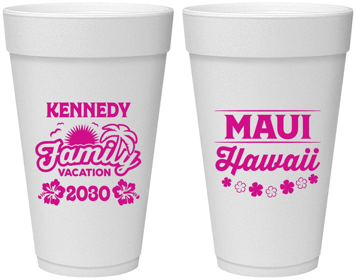Personalized Family Vacation 20 oz Foam Cups - Hawaii | 180040