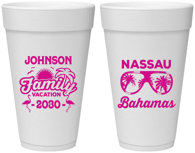 Personalized Family Vacation 20 oz Foam Cups - Bahamas | 180041